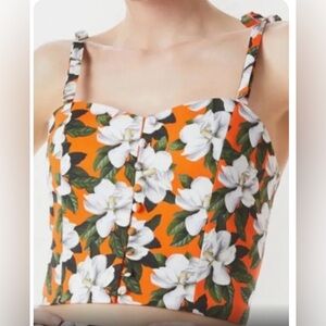 Alice + Olivia Beccy Orange floral tank top size 2.